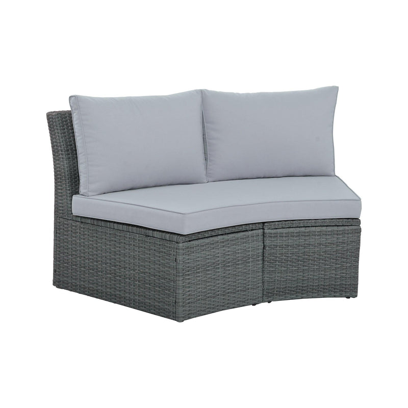 TOPMAX 10-Piece Outdoor Sectional Half Round Patio Rattan Sofa Set, PE Wicker Conversation Furniture Set for Free Combination, Light Gray - Supfirm