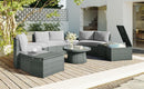 TOPMAX 10-Piece Outdoor Sectional Half Round Patio Rattan Sofa Set, PE Wicker Conversation Furniture Set for Free Combination, Light Gray - Supfirm