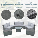 TOPMAX 10-Piece Outdoor Sectional Half Round Patio Rattan Sofa Set, PE Wicker Conversation Furniture Set for Free Combination, Light Gray - Supfirm