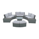 TOPMAX 10-Piece Outdoor Sectional Half Round Patio Rattan Sofa Set, PE Wicker Conversation Furniture Set for Free Combination, Light Gray - Supfirm