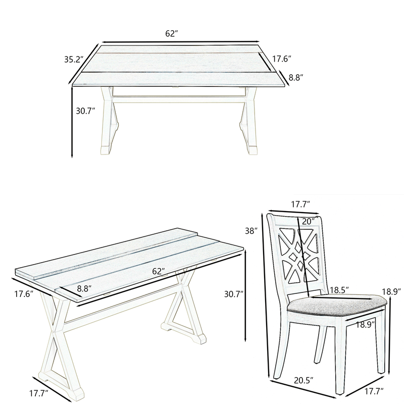 TOPMAX 5-Piece 62*35.2inch Extendable Rubber Wood Dining Table Set with X-shape Legs,Console Table with Two 8.8Inch-Wide Flip Lids and Upholstered Dining Chairs ,Beige - Supfirm