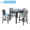 TOPMAX 5-Piece Counter Height Dining Set Wood Square Dining Room Table and Chairs Stools w/Footrest & 4 Upholstered high-back Chairs,Black - Supfirm