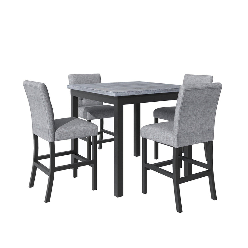 TOPMAX 5-Piece Counter Height Dining Set Wood Square Dining Room Table and Chairs Stools w/Footrest & 4 Upholstered high-back Chairs,Black - Supfirm