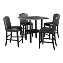 TOPMAX 5 Piece Dining Set with Matching Chairs and Bottom Shelf for Dining Room, Black Chair+Black Table - Supfirm