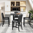 TOPMAX 5 Piece Dining Set with Matching Chairs and Bottom Shelf for Dining Room, Black Chair+Black Table - Supfirm