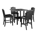 TOPMAX 5 Piece Dining Set with Matching Chairs and Bottom Shelf for Dining Room, Black Chair+Black Table - Supfirm