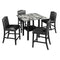 TOPMAX 5 Piece Dining Set with Matching Chairs and Bottom Shelf for Dining Room, Black Chair+Gray Table - Supfirm