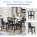 TOPMAX 5 Piece Dining Set with Matching Chairs and Bottom Shelf for Dining Room, Black Chair+Gray Table - Supfirm