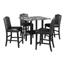 TOPMAX 5 Piece Dining Set with Matching Chairs and Bottom Shelf for Dining Room, Black Chair+Gray Table - Supfirm