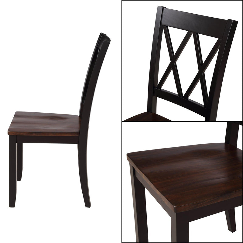 TOPMAX 5-Piece Dining Table Set Home Kitchen Table and Chairs Wood Dining Set, Black+Cherry - Supfirm