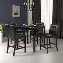 TOPMAX 5-Piece Kitchen Table Set Faux Marble Top Counter Height Dining Table Set with 4 PU Leather-Upholstered Chairs, Black - Supfirm