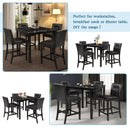 TOPMAX 5-Piece Kitchen Table Set Faux Marble Top Counter Height Dining Table Set with 4 PU Leather-Upholstered Chairs, Black - Supfirm