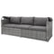 TOPMAX 5 Pieces Outdoor Sectional Patio Rattan Sofa Set Rattan Daybed , PE Wicker Conversation Furniture Set w/ Canopy and Tempered Glass Side Table, Gray - Supfirm