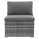 TOPMAX 5 Pieces Outdoor Sectional Patio Rattan Sofa Set Rattan Daybed , PE Wicker Conversation Furniture Set w/ Canopy and Tempered Glass Side Table, Gray - Supfirm