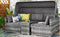 TOPMAX 5 Pieces Outdoor Sectional Patio Rattan Sofa Set Rattan Daybed , PE Wicker Conversation Furniture Set w/ Canopy and Tempered Glass Side Table, Gray - Supfirm