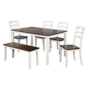 TOPMAX 6 Piece Dining Table Set with Bench, Table Set with Waterproof Coat, Ivory and Cherry - Supfirm