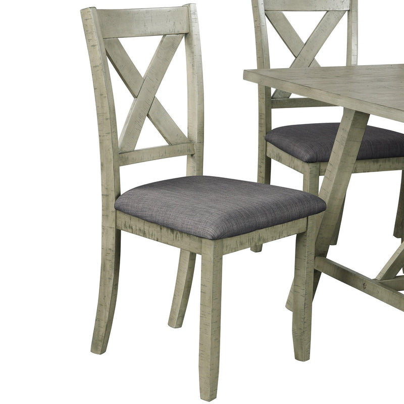 TOPMAX 6 Piece Dining Table Set Wood Dining Table and chair Kitchen Table Set with Table, Bench and 4 Chairs, Rustic Style, Gray(No Difference with SH000109AAE) - Supfirm