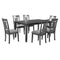 TOPMAX 7-Piece Farmhouse Rustic Wooden Dining Table Set Kitchen Furniture Set with 6 Padded Dining Chairs, Gray - Supfirm