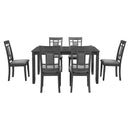 TOPMAX 7-Piece Farmhouse Rustic Wooden Dining Table Set Kitchen Furniture Set with 6 Padded Dining Chairs, Gray - Supfirm