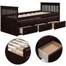 TOPMAX Captain's Bed Twin Daybed with Trundle Bed and Storage Drawers, Espresso - Supfirm