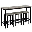 TOPMAX Counter Height Extra Long Dining Table Set with 3 Stools Pub Kitchen Set Side Table with Footrest, Gray - Supfirm