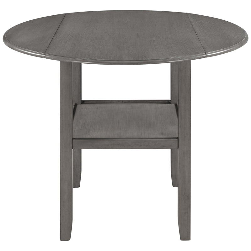 TOPMAX Farmhouse 3 Piece Round Counter Height Kitchen Dining Table Set with Drop Leaf Table, One Shelf and 2 Cross Back Padded Chairs for Small Places, Gray - Supfirm