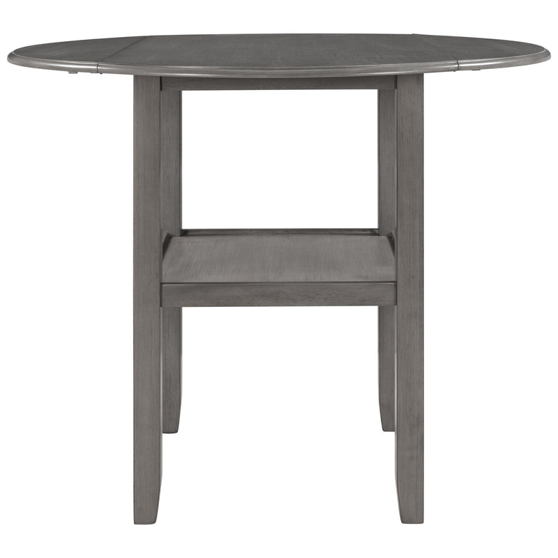 TOPMAX Farmhouse 3 Piece Round Counter Height Kitchen Dining Table Set with Drop Leaf Table, One Shelf and 2 Cross Back Padded Chairs for Small Places, Gray - Supfirm