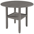 TOPMAX Farmhouse 3 Piece Round Counter Height Kitchen Dining Table Set with Drop Leaf Table, One Shelf and 2 Cross Back Padded Chairs for Small Places, Gray - Supfirm