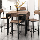 TOPMAX Farmhouse 5-piece Counter Height Drop Leaf Dining Table Set with Dining Chairs for 4,Black Frame+Brown Tabletop - Supfirm