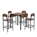 TOPMAX Farmhouse 5-piece Counter Height Drop Leaf Dining Table Set with Dining Chairs for 4,Black Frame+Brown Tabletop - Supfirm