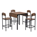 TOPMAX Farmhouse 5-piece Counter Height Drop Leaf Dining Table Set with Dining Chairs for 4,Black Frame+Brown Tabletop - Supfirm