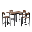 TOPMAX Farmhouse 5-piece Counter Height Drop Leaf Dining Table Set with Dining Chairs for 4,Black Frame+Brown Tabletop - Supfirm