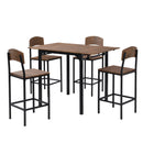 TOPMAX Farmhouse 5-piece Counter Height Drop Leaf Dining Table Set with Dining Chairs for 4,Black Frame+Brown Tabletop - Supfirm