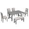 TOPMAX Farmhouse Solid Wood 6-Piece Dining Table Set Rectangular Kitchen Table Set with Upholstered Chairs and Bench, Gray - Supfirm