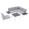 TOPMAX Industrial 5-Piece Aluminum Outdoor Patio Furniture Set, Modern Garden Sectional Sofa Set with End Tables, Coffee Table and Furniture Clips for Backyard, White+Grey - Supfirm