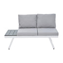 TOPMAX Industrial 5-Piece Aluminum Outdoor Patio Furniture Set, Modern Garden Sectional Sofa Set with End Tables, Coffee Table and Furniture Clips for Backyard, White+Grey - Supfirm