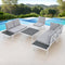 TOPMAX Industrial 5-Piece Aluminum Outdoor Patio Furniture Set, Modern Garden Sectional Sofa Set with End Tables, Coffee Table and Furniture Clips for Backyard, White+Grey - Supfirm