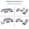 TOPMAX Industrial 5-Piece Aluminum Outdoor Patio Furniture Set, Modern Garden Sectional Sofa Set with End Tables, Coffee Table and Furniture Clips for Backyard, White+Grey - Supfirm