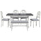 TOPMAX Mid-Century 6-Piece Trestle Table Set with Victorian Round Upholstered Dining Chairs and Long Bench, Gray+Antique White - Supfirm