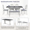 TOPMAX Mid-Century 6-Piece Trestle Table Set with Victorian Round Upholstered Dining Chairs and Long Bench, Gray+Antique White - Supfirm