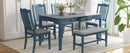 TOPMAX Mid-Century 6-Piece Wood Dining Table Set, Kitchen Table Set with Drawer, Upholstered Chairs and Bench, Antique Blue - Supfirm