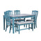 TOPMAX Mid-Century 6-Piece Wood Dining Table Set, Kitchen Table Set with Drawer, Upholstered Chairs and Bench, Antique Blue - Supfirm