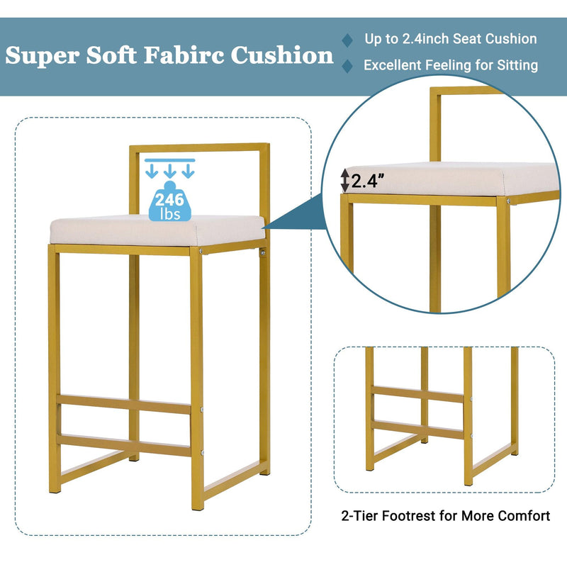 TOPMAX Modern 4-Piece Counter Height Extra Long Console Bar Dining Table Set with 3 Padded Stools for Small Places, Gold - Supfirm