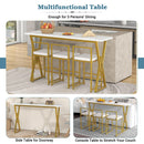 TOPMAX Modern 4-Piece Counter Height Extra Long Console Bar Dining Table Set with 3 Padded Stools for Small Places, Gold - Supfirm