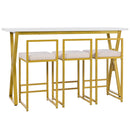 TOPMAX Modern 4-Piece Counter Height Extra Long Console Bar Dining Table Set with 3 Padded Stools for Small Places, Gold - Supfirm