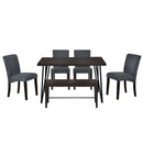 TOPMAX Modern 6-Piece Dining Table Set with V-Shape Metal Legs, Wood Kitchen Table Set with 4 Upholstered Chairs and Bench for 6,Espresso - Supfirm