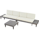 TOPMAX Outdoor 3-Piece Patio Furniture Set Solid Wood Sectional Sofa Set with Coffee Table Conversation Set with Side Table and Cushions, Grey+Beige - Supfirm