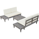 TOPMAX Outdoor 3-Piece Patio Furniture Set Solid Wood Sectional Sofa Set with Coffee Table Conversation Set with Side Table and Cushions, Grey+Beige - Supfirm