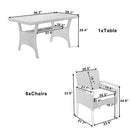 TOPMAX Outdoor Patio 7-Piece Dining Table Set All Weather PE Rattan Dining Set with Wood Tabletop and Cushions for 6, White - Supfirm