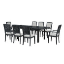 TOPMAX Rustic Extendable 84inch Dining Table Set with 24inch Removable Leaf , 6 Upholstered Armless Dining Chairs and 2 Padded Arm Chairs, 9 Pieces, Black - Supfirm